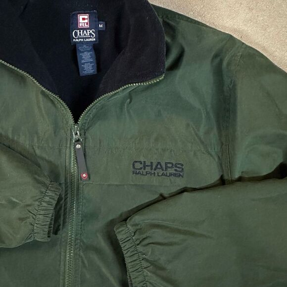 Chaps Ralph Lauren Mens Size Medium Jacket Dark Green Fleece Lined - Picture 1 of 10